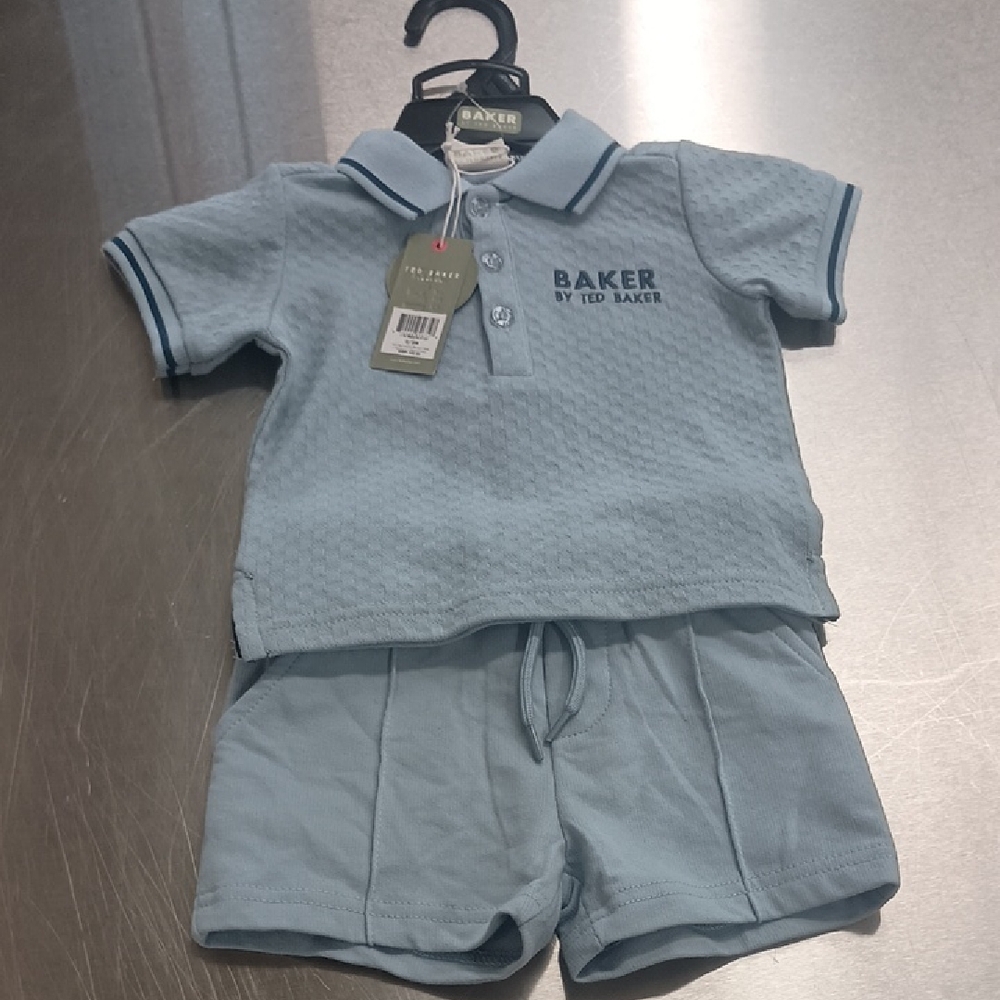 NWT Ted Baker 0-3 Months Baby Blue Polo and Shorts Set. Stylish.